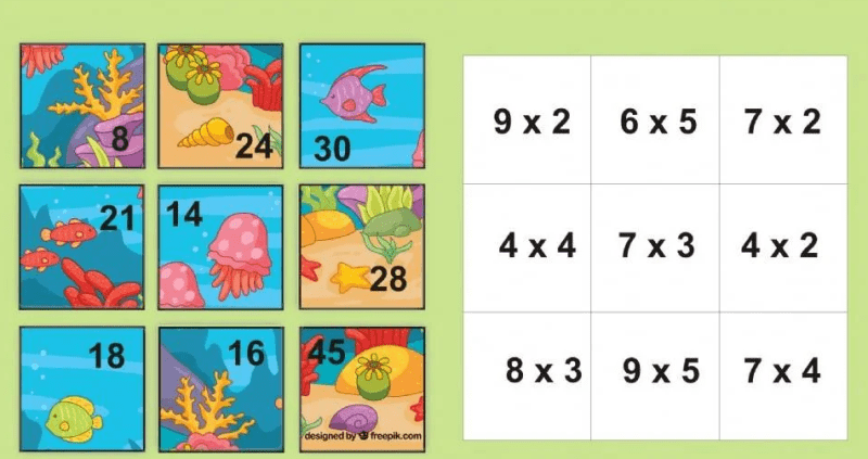 Rompecabezas de Multiplicaciones Para Imprimir